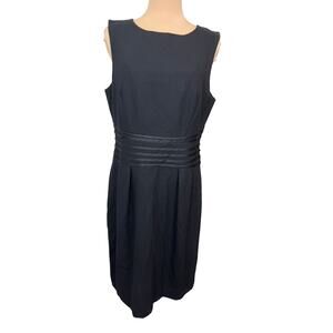 Banana Republic Women’s Black Sheath Dress Size 14 Wool Blend Silk Trim Lined